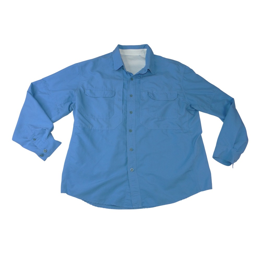 Royal Robbins Mens Blue Long Sleeve Ripstop Ventilated Hiking Shirt 3813